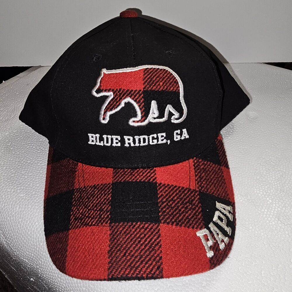 Headwear Papa Bear Baseball Cap -Blue Ridge, Ga-Buffalo Plaid Father's Day- NWT